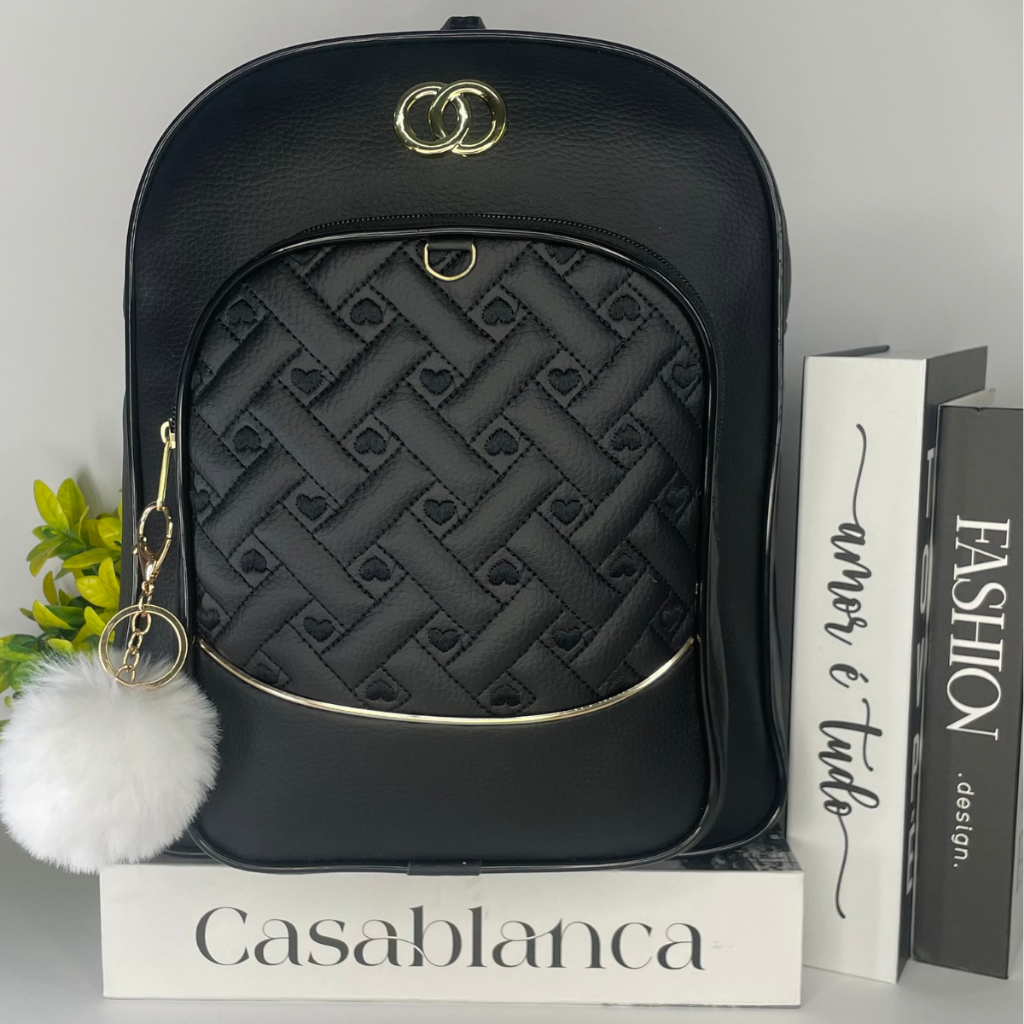 Mochila Universitária Feminina Linda e Resistente Casual Escola Faculdade Atacado Revenda Com POMPOM em Oferta na Shopee