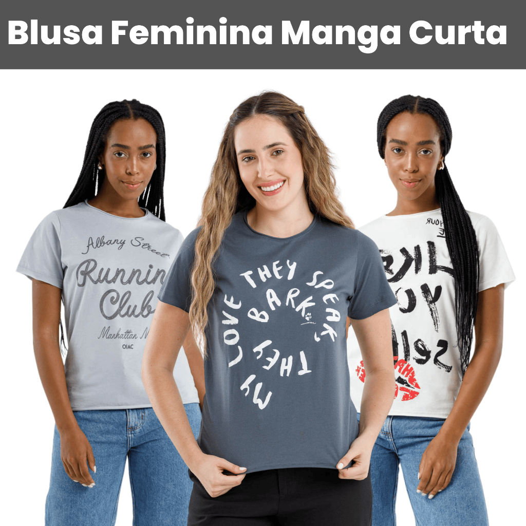 Blusa Feminina Manga Curta Estilo Blogueira TS021-C28