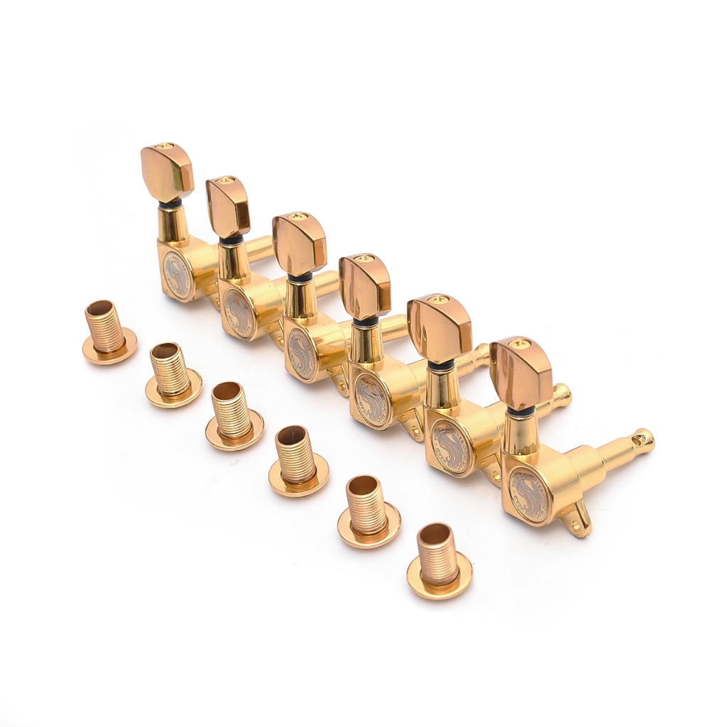 Tarraxas Tarrachas Blindada Dourada 6 Em Linha Para Guitarra Stratocaster ou Telecaster