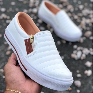 Tênis Sapatênis Sapatilha feminino Slip On Zíp casual Leve e confortável envio imediato em Oferta na Shopee