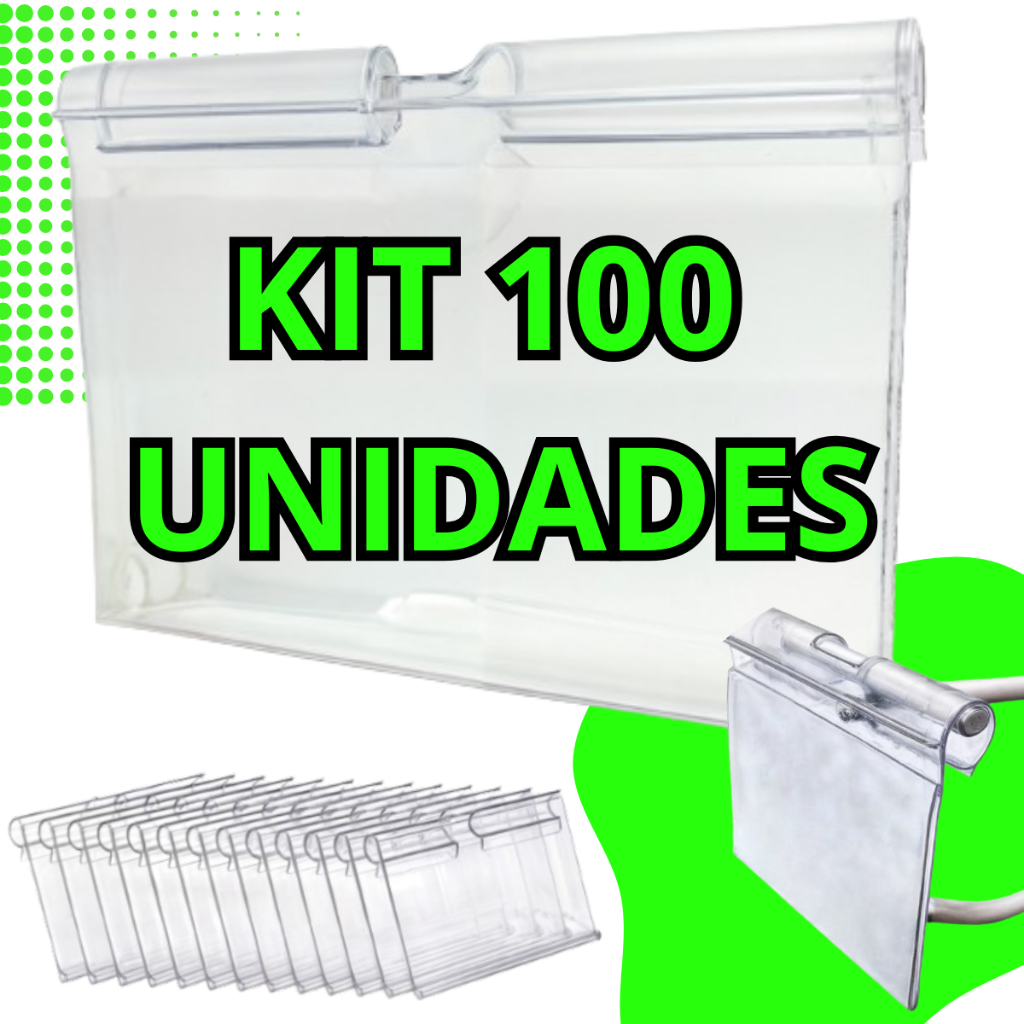 Porta Etiqueta de Preço PVC Gancho Gancheira Geladeira Adega Freezer 7,5cm x 5cm 100 un + Etiqueta de Preço 100 Un