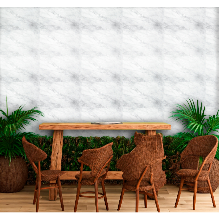 Papel de Parede Adesivo Mármore Carrara Pedra Branco Cinza Sofisticado Lavável Autocolante