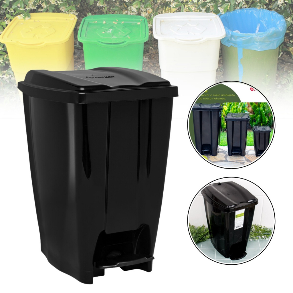 Lixeira com Pedal 40 litros Banheiro Cozinha Plastico Reforçado Multiuso ECO Nature Jaguar P em Oferta na Shopee