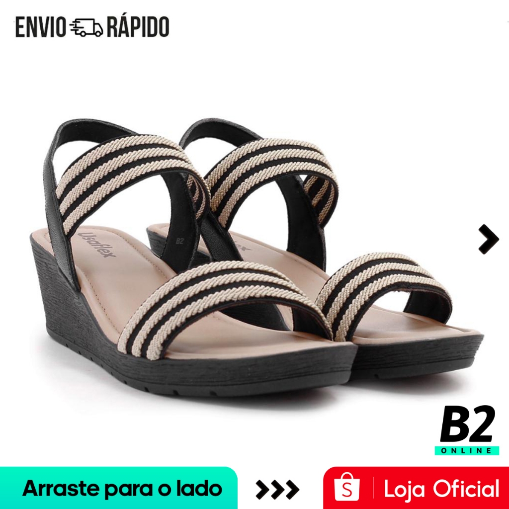 Sandália Usaflex Plataforma Multimateriais Feminina Original com Nota Fiscal e Garantia