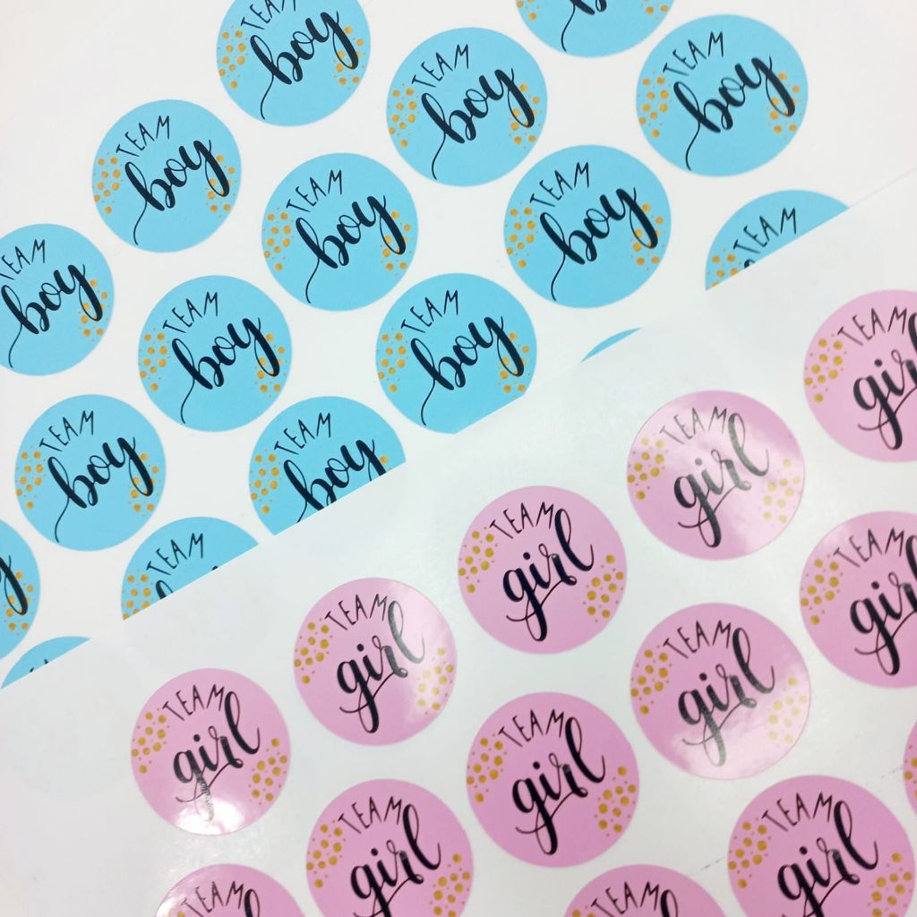 Adesivos Chá Revelação Personalizados Ursinho Rosa e Azul Menino ou Menina