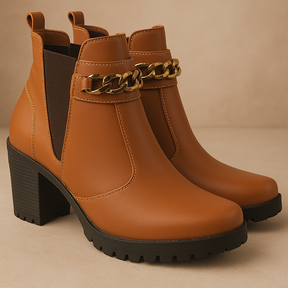 Bota Feminina Coturno Cano Curto Salto Médio Grosso Moda Confortável Promoção Original Olz...