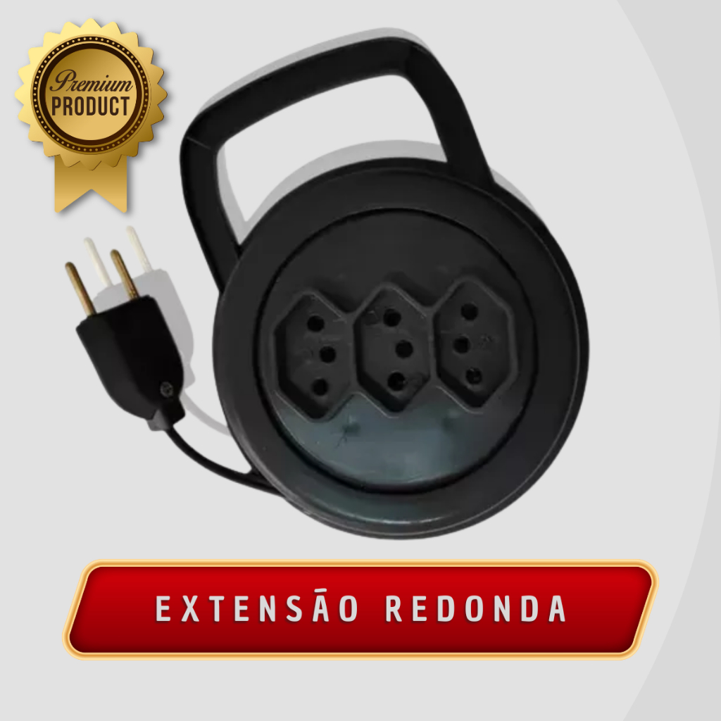 Extensão Redonda 5 M 3 Tomada Elétrica Retrátil 3 Pinos Utilidades Cozinha