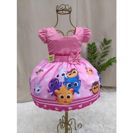 Vestido Temático Unicórnio Aniversários,Floral Rosa, Azul ,Bolofofo, Sofia, Mundo Bita