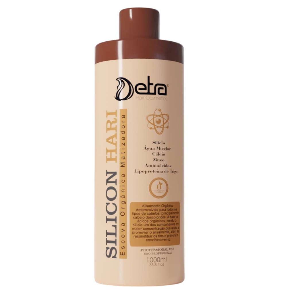Escova organica Alisamneto sem formol Silicon Hair 1l - Profissional - Detra Hair Cosmetics