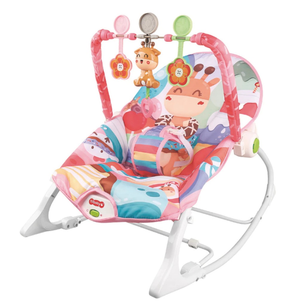 Cadeira de Descanso e Balanço Bebê Baby Vibratória Rosa Com Musical e Brinquedos Didático Zippy Toys