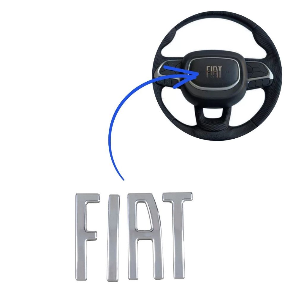 Emblema Logo Fiat para Volante do Pulse Fastback Argo Cronos Toro Cor Cromado ou Preto