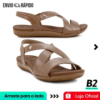 Sandália Usaflex Rasteira Feminina em Couro Original com Nota Fiscal e Garantia em Oferta na Shopee