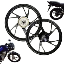 Roda Liga leve Pé de Galinha Moto Titan 150 Start 160 Freio a Tambor Preta