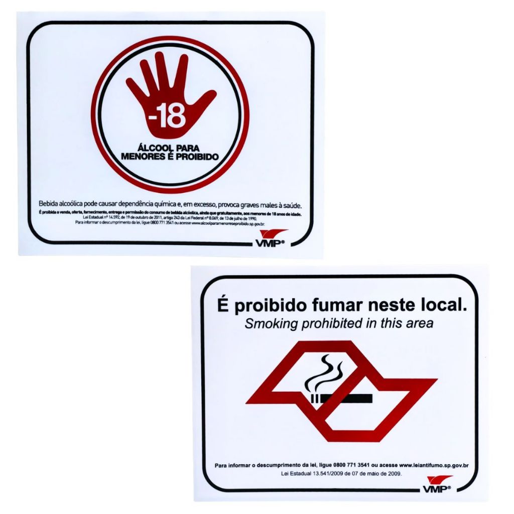 Placa de Sinalização Proibido Fumar Alcool Proibido para Menores Placa Proibido Sinalização 20x25cm em Oferta na Shopee