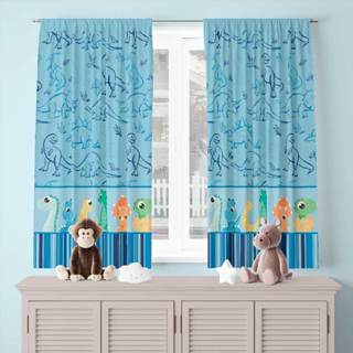 Cortina para Quarto Infantil passa varão 2.00m x 1.36m Decorativa 100% Poliéster Dinos em Oferta na Shopee