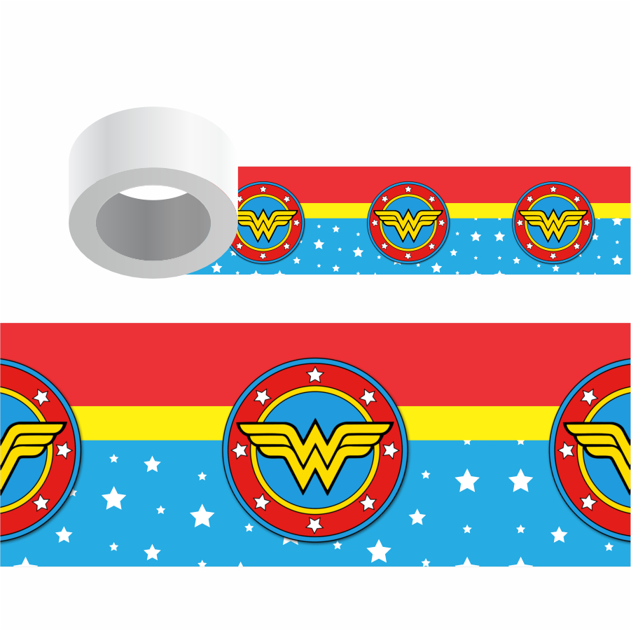 MULHER MARAVILHA FX0.087 - FAIXA ADESIVA PARA PARADE DE QUARTO, INFANTIL, BEBE - kit 2 METROS
