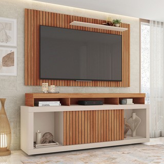 Rack Com Painel Para TV até 65 Polegadas Life Marrom Caemmun em Oferta na Shopee