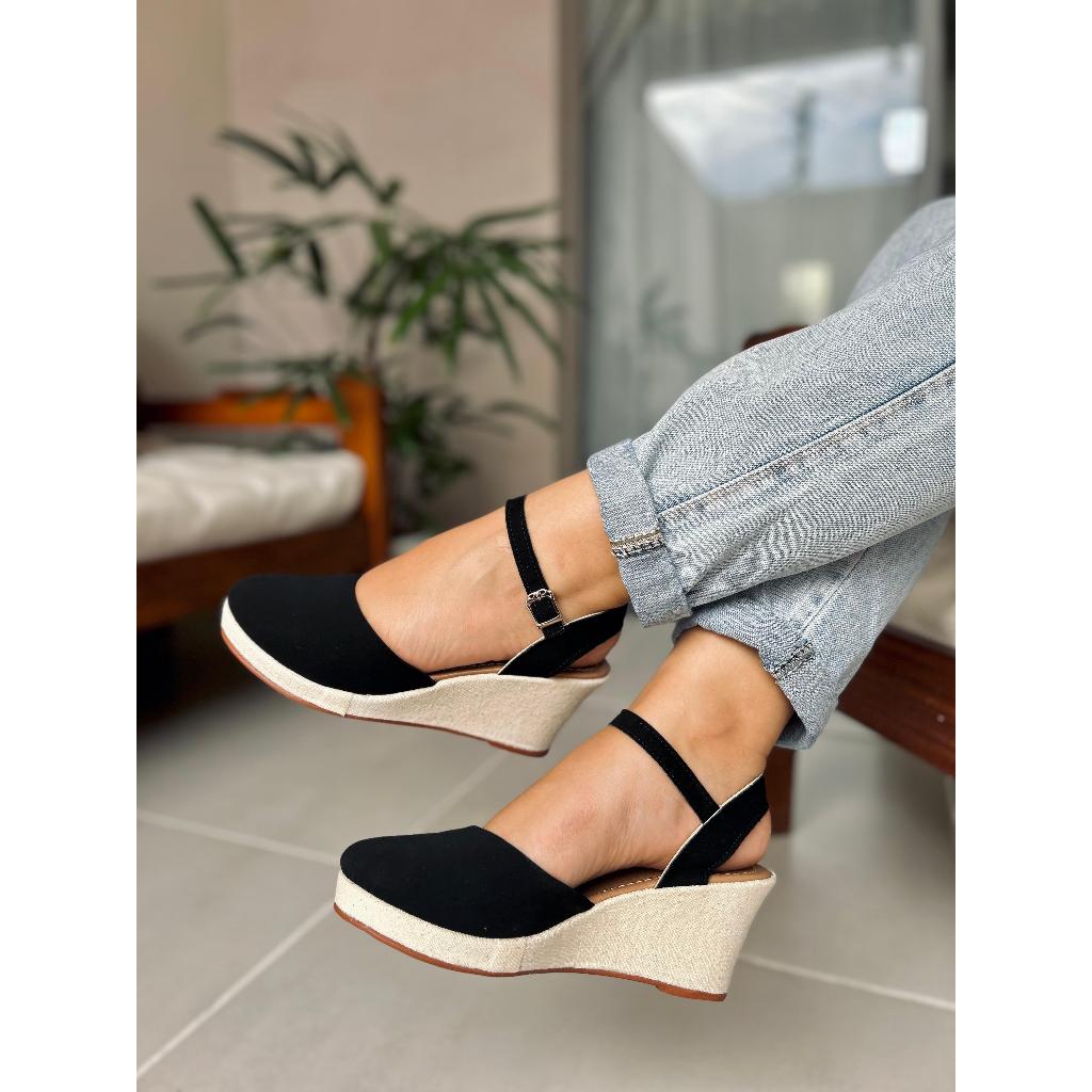 Salto Médio Anabela Confortável Feminina Casual Sandália Plataforma Espadrille algaparta sandalia