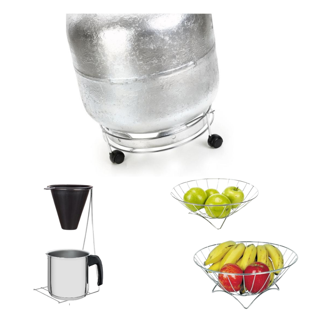 Kit Cozinha Suporte Botijão de Gás, Porta Coador, Fruteira
