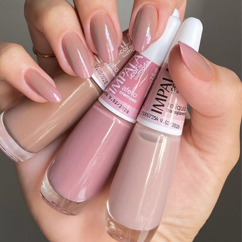 Kit 3 Esmaltes Impala Linho, Relíquia e Afeto Lançamento Cremosos Manicure