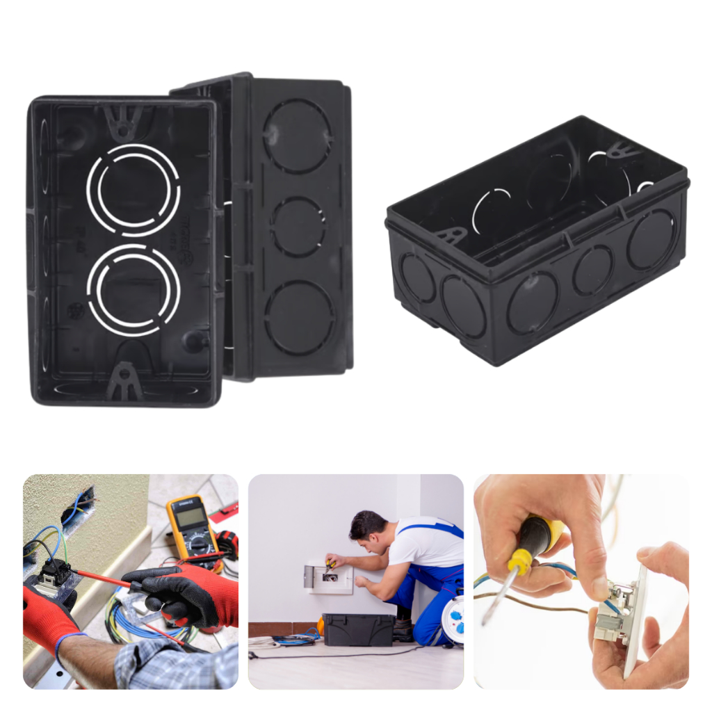 Caixa de luz 4x2 kit 100 unidades preto/amarelo para embutir tomada e interruptor