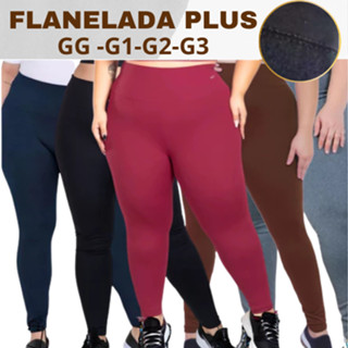 Calça Legging flanelada Plus Size feminina Peluciada Por Dentro  GG G1 G2 G3