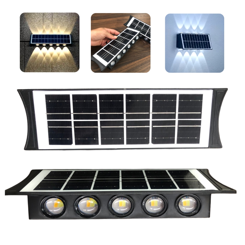 Luminária Solar Para Jardim Arandela 10 Led Lâmpada Luz Decoração