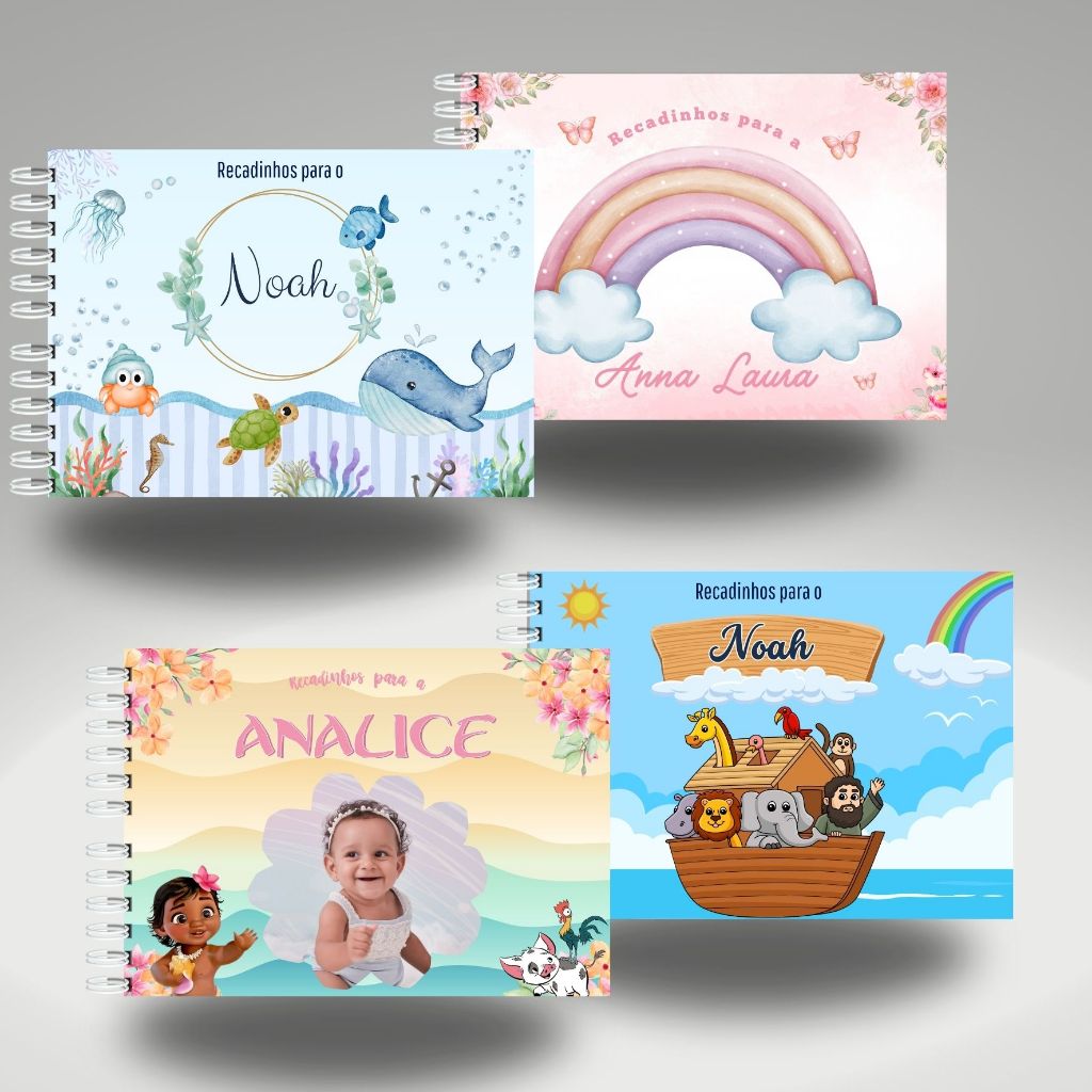 Caderno Livro de Assinatura e Recados Personalizado Para Aniversário, Festa, Chá de bebê Personalizado - 100 Folhas