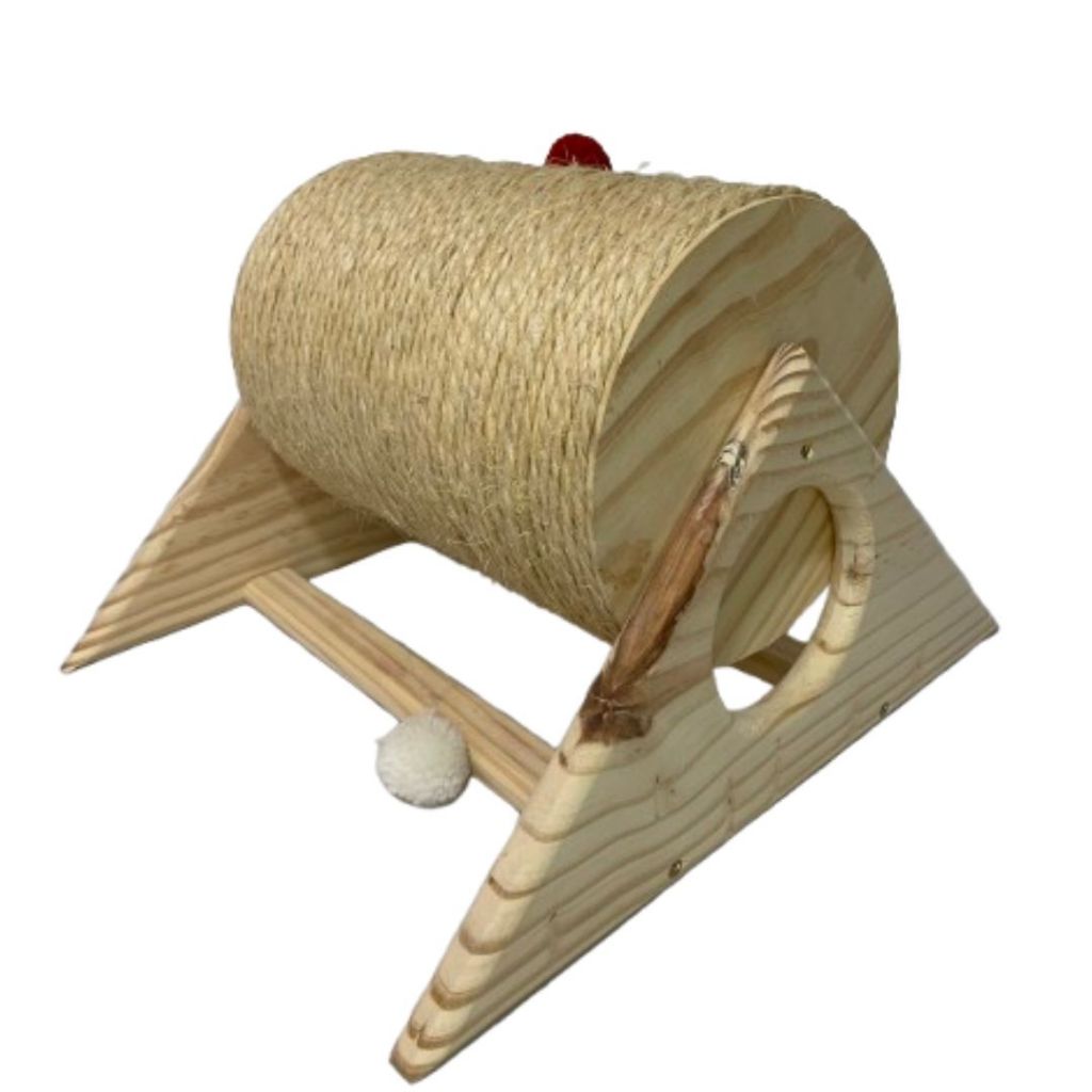 Arranhador Para Gatos Madeira Tambor Sisal Com 31 cm De Comprimento Brinquedo Anti Stress Oferta!