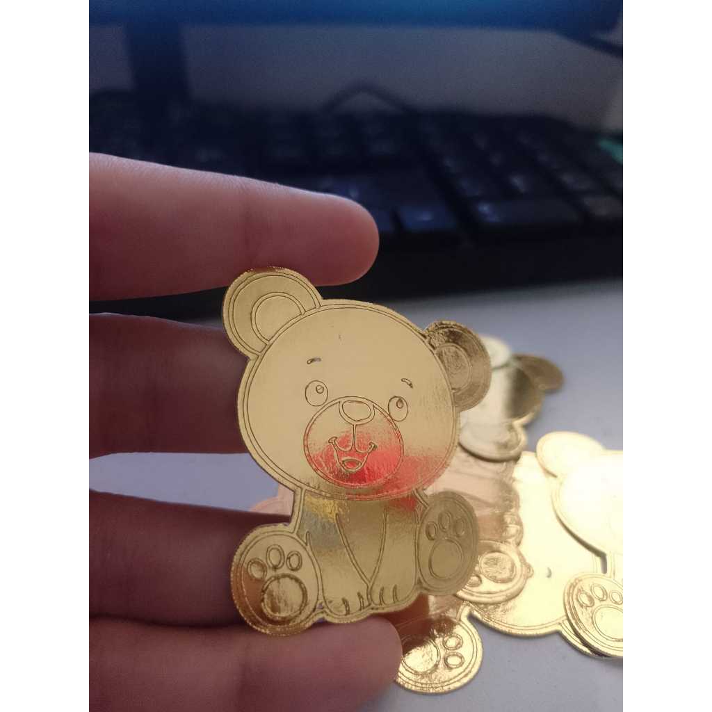 ENVIO IMEDIATO -Apliques em Papel Lamicote Dourado 180g – ursinhos– 5cm Apliques lembrancinhas personalizados