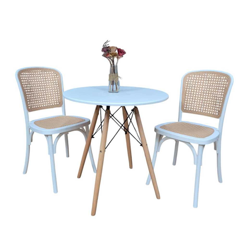 Conjunto Jantar Mesa Eames 70cm + 2 Cadeira Amis Empilhavel La Mobilia - Home & Living