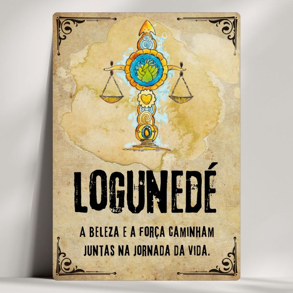 Quadro Decorativo Orixá Logunede - Umbanda Candomblé Oxalá - Coleção Placas
