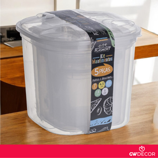 Conjunto de Mantimentos 5 Peças Transparente e Colorida Organizador Alimentos em Oferta na Shopee