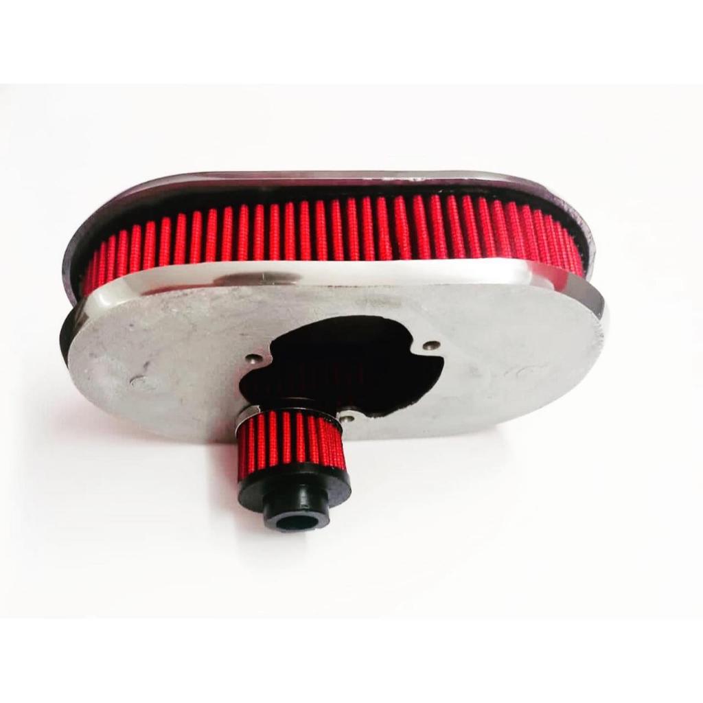 Filtro de Ar Esportivo Carburador 2E Brosol Vermelho com Saída para Respiro de Óleo