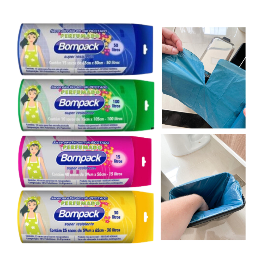 Saco De Lixo Perfumado Com Cheirinho Super Resistente Anti Odores Cozinha Banheiro em Oferta na Shopee
