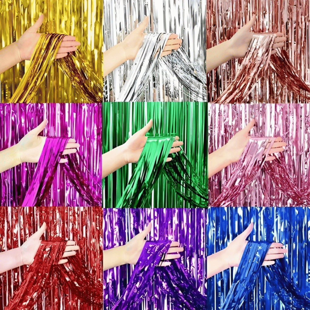 4 Cortina Metalizada Com 2 Metros Cortinas Colorida Para Festas Aniversários Eventos Decoração em Oferta na Shopee