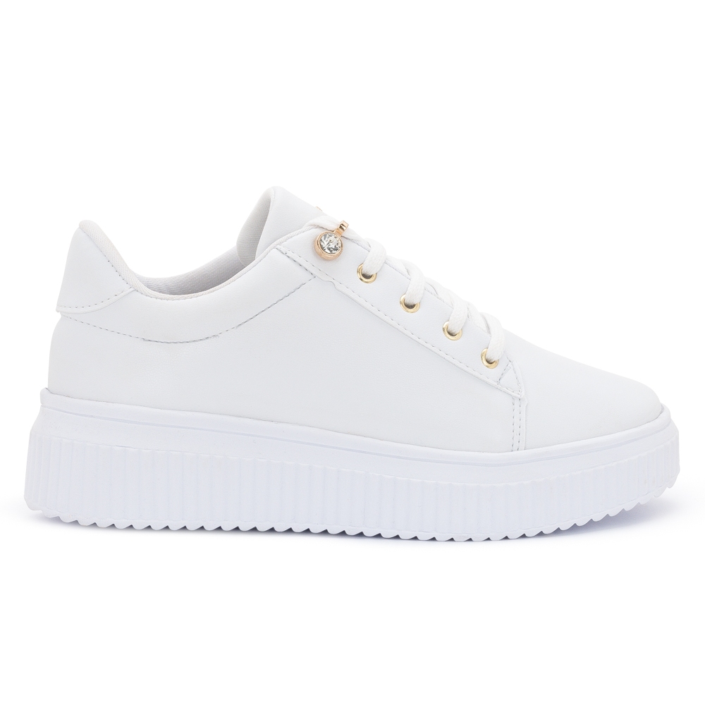 Tênis Feminino Casual Caixa Alta Sola Super Confortável Pedra Cristal Piercing Macerata Ref: 1.102