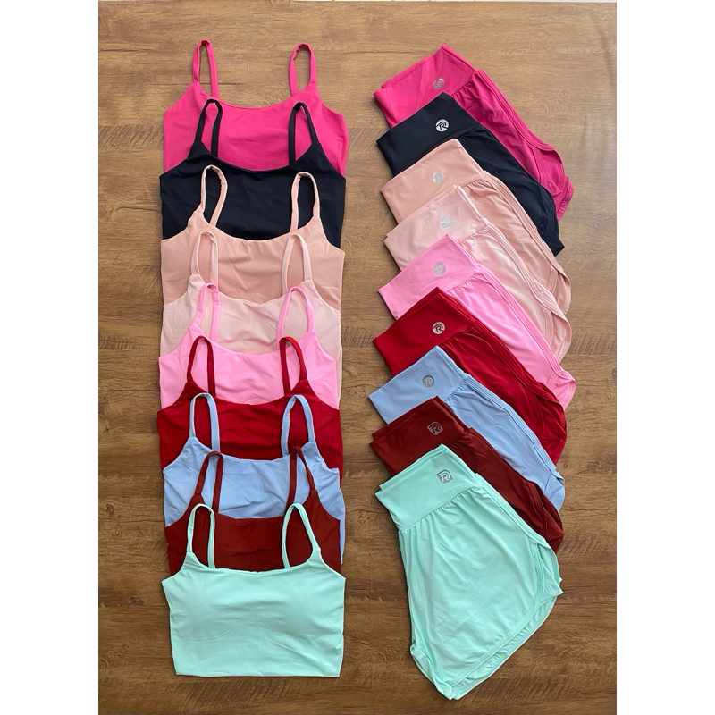 Conjunto de roupa fitness short com forro duplo academia Renata