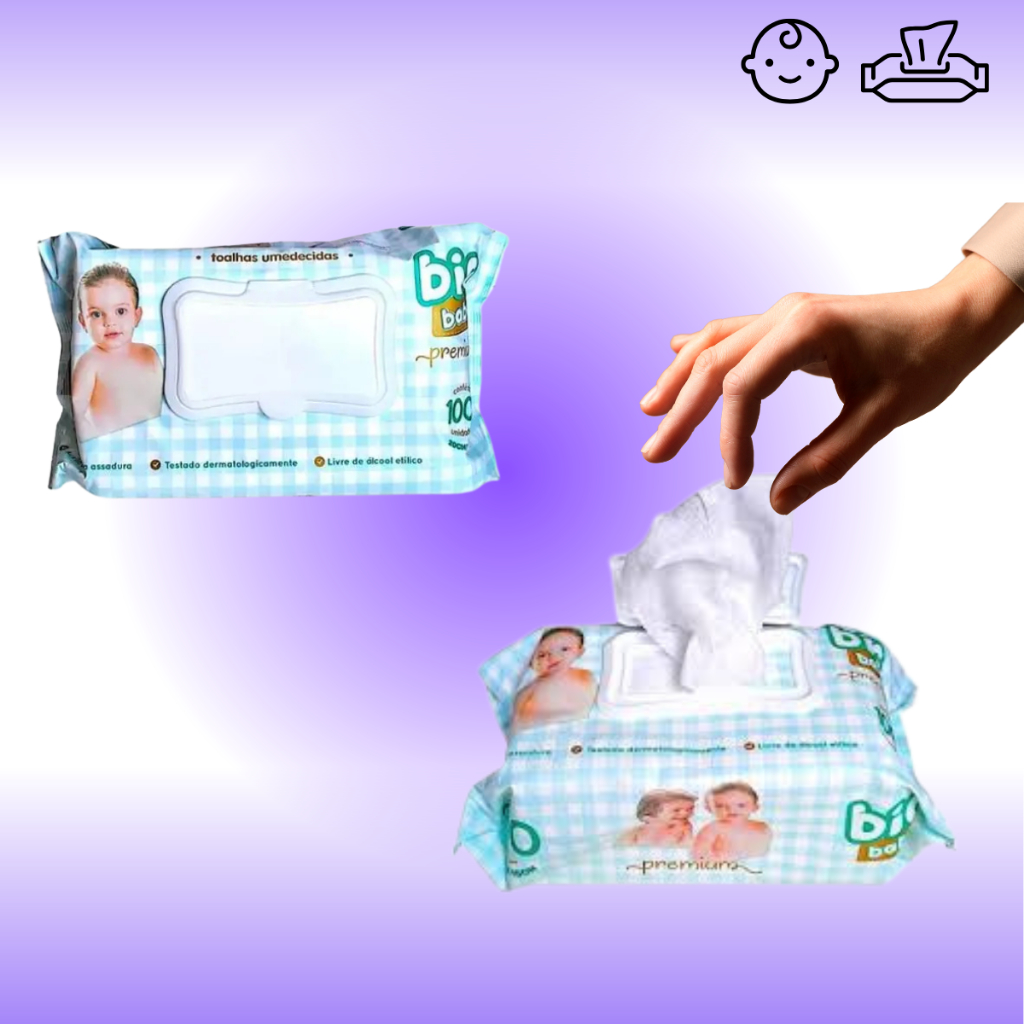 Lenços Umidecidos Da Big Baby Premium Pacote com 100 unidades de Lençinhos