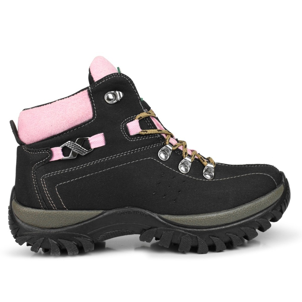 COTURNO FEMININO TÊNIS ADVENTURE BOTA EM COURO VEGETAL RESISTENTE TRILHA COSTURADO MACIO