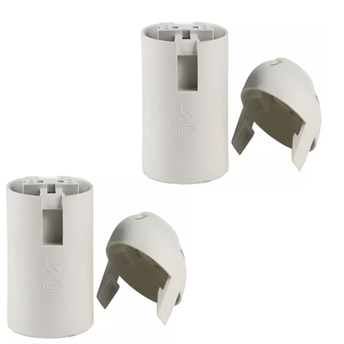 2 Bocal Soquete Plástico termoplástico p/ lâmpada base E27 Lustre Abajur Pendente Receptáculo BRANCO