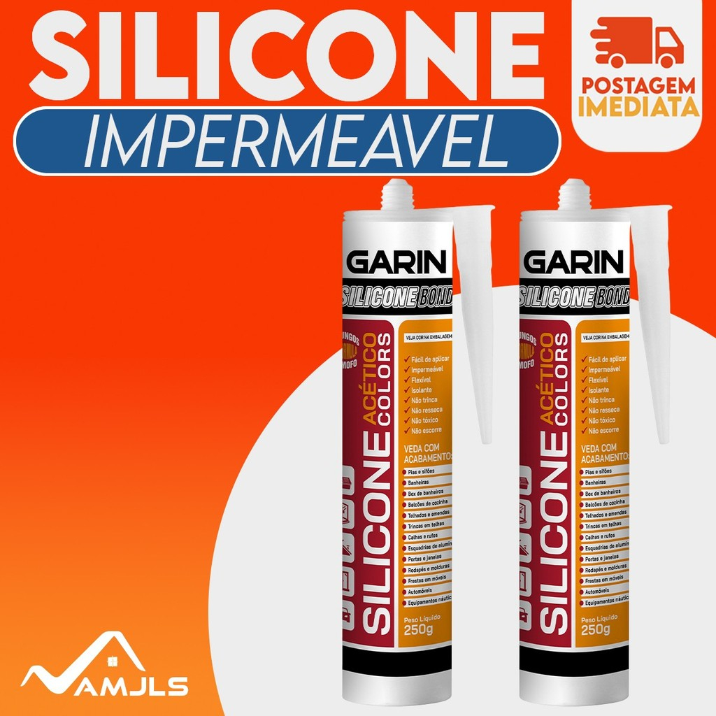 Silicone AcéticoGarin Branco e Preto Vedação Construção 250g