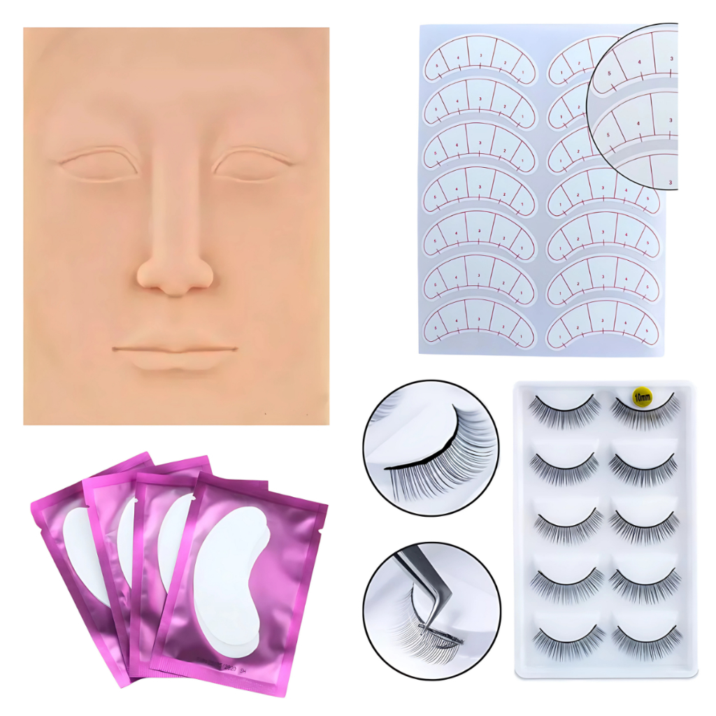 Kit Treino Extensão de Cílios & Design – Ideal para Iniciantes e Profissionais Pele de Treino 3D em Oferta na Shopee