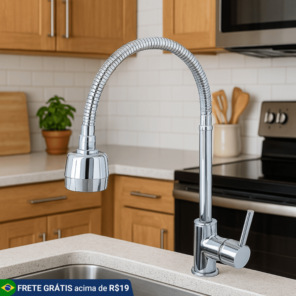 Torneira Gourmet Cozinha Flexível 1/4 de Volta Metal – Parede ou Bancada – Não Enferruja