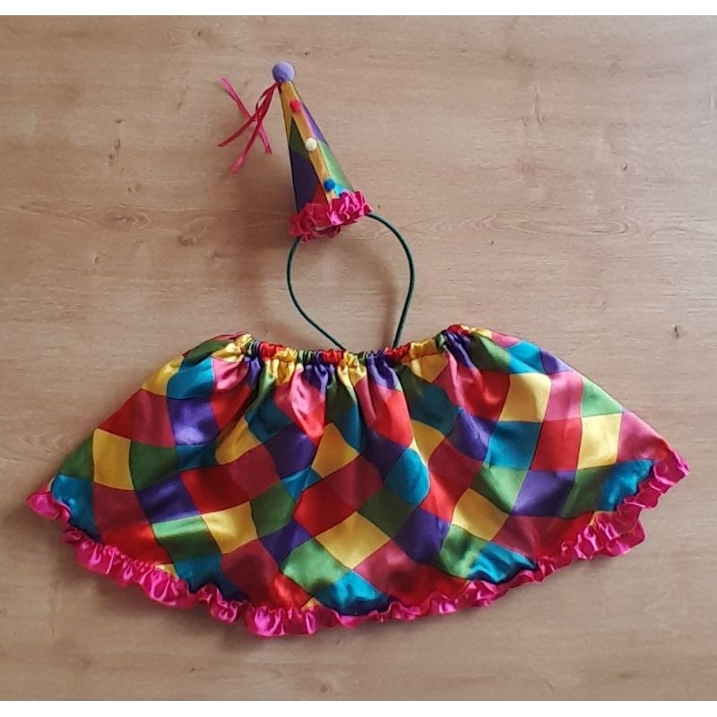 Fantasia palhacinha saia c tiara infantil carnaval bloquinho festa