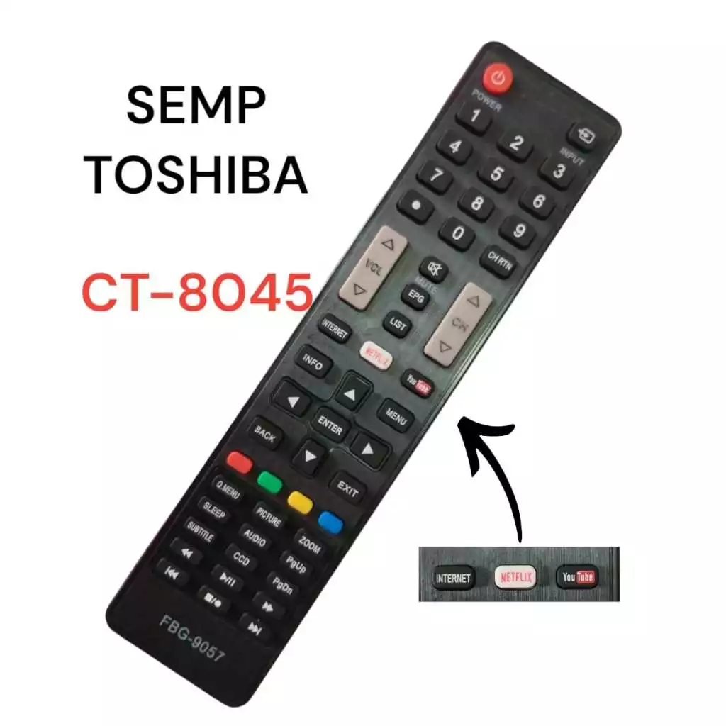 Controle Remoto Compatível Smart Semp Toshiba Ct8045 Fbg9057 Le7263