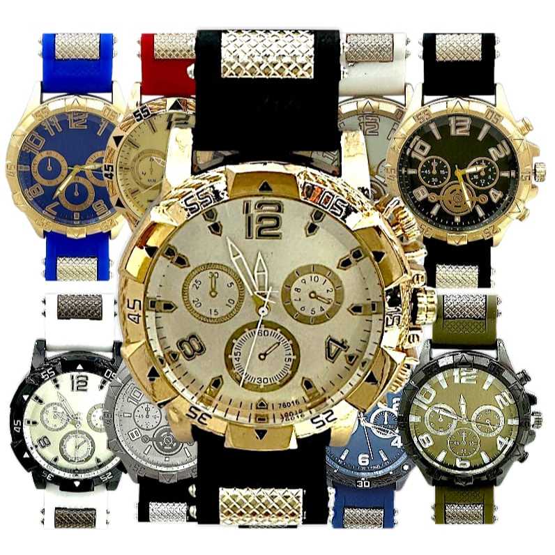 KIT 1/2/3/4/5/6 RELÓGIOS MASCULINOS PULSEIRA DE SILICONE RELOGIO HOMENS RELOGIO GRANDE RESISTENTE DE QUALIDADE RN001B