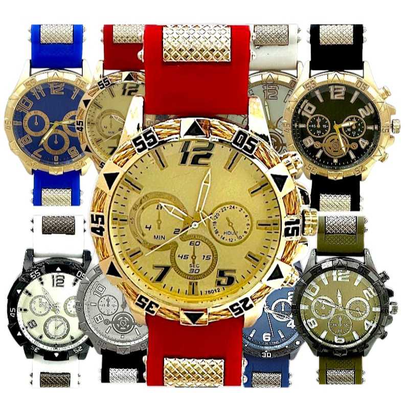 KIT 1/2/3/4/5/ 6 PEÇAS RELÓGIO MASCULINO PULSEIRA FLEXVEL COLORIDA RELOGIO CONFORTAVEL HOMENS RELOGIO GRANDE RESISTENTE