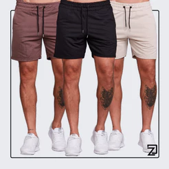 KIT 3 Bermuda Short Masculina Moletinho Casual Adulto