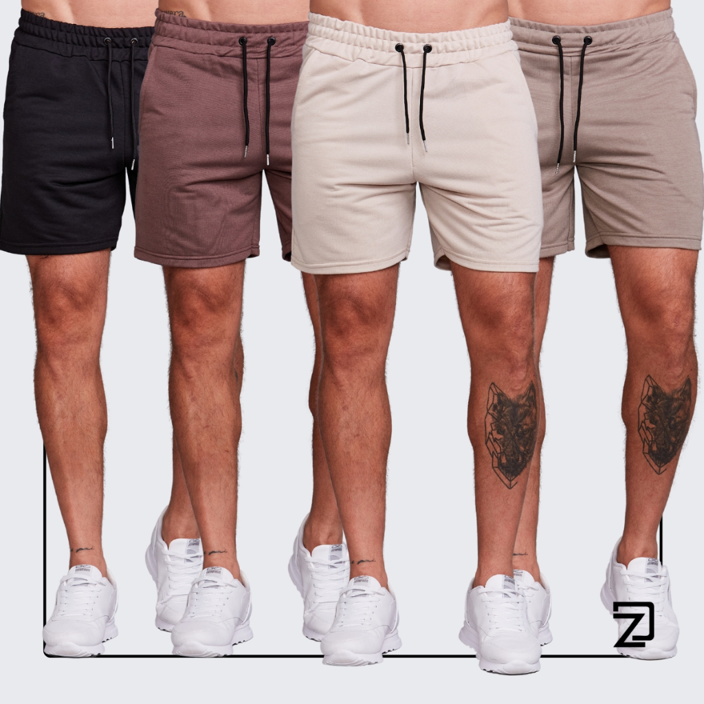 KIT 4 Bermuda Short Masculina Moletinho Casual Adulto em Oferta na Shopee
